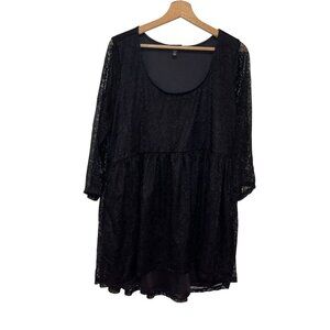 Torrid Black Sheer Lace Long Sleeve Scoop Neck Tunic Top Blouse Women's Size 1x